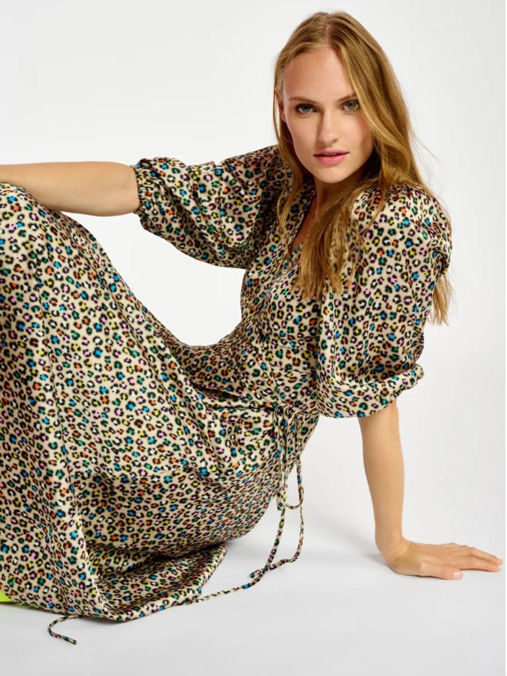 Essentiel Antwerp Colorful Leopard Print Dress Designer Midi Statement Dress